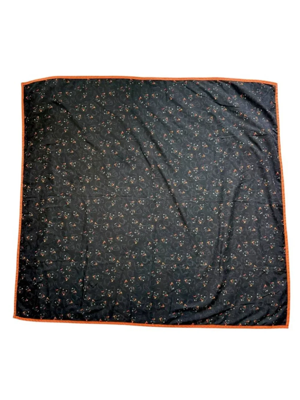 VTG Black Cat Halloween Square Card Table Tablecloth Cotton Whimsigoth Witchy